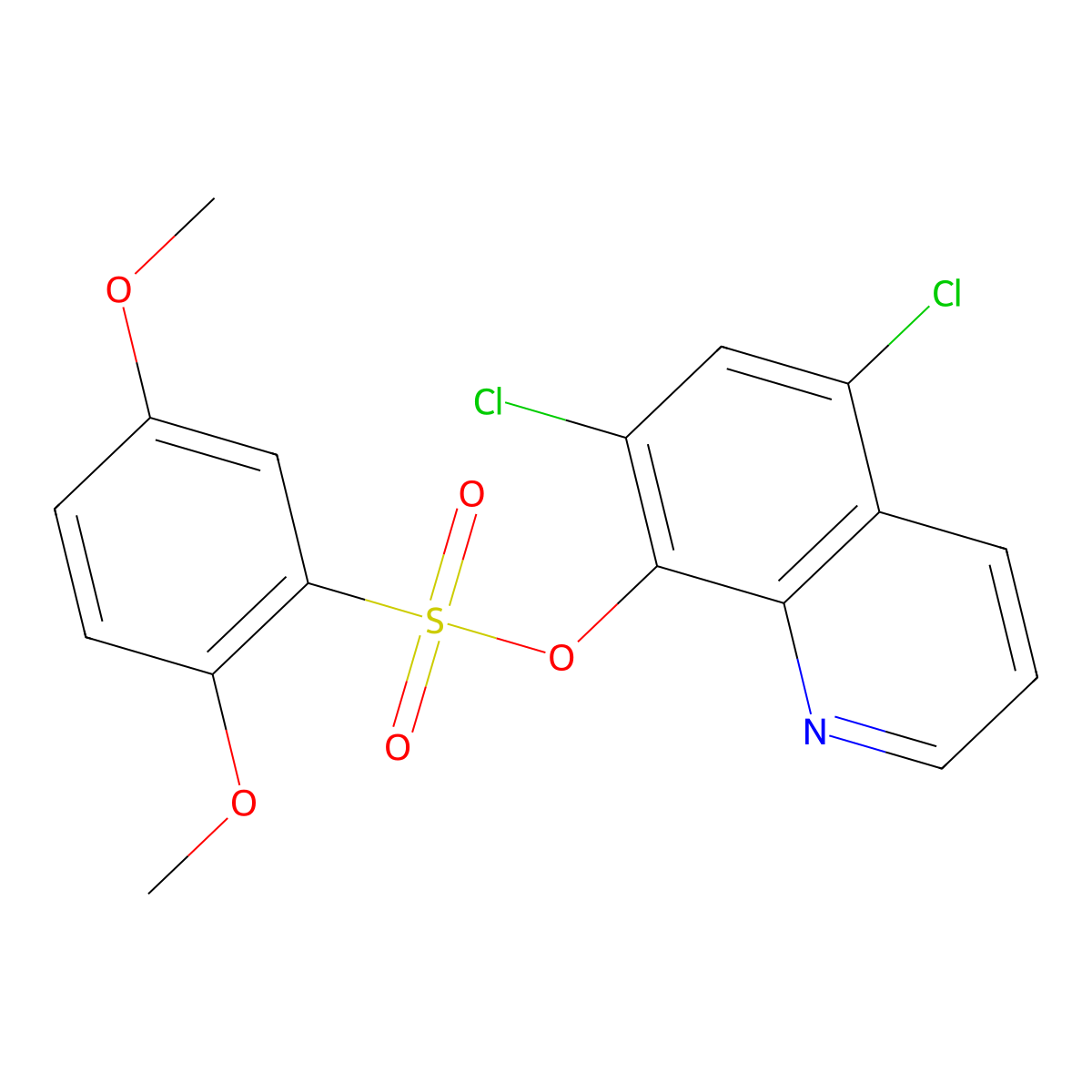 5,7-Dichloro-8-quinolyl 2,5-dimethoxybenzenesulfonate molecular structure, CAS 325811-66-3