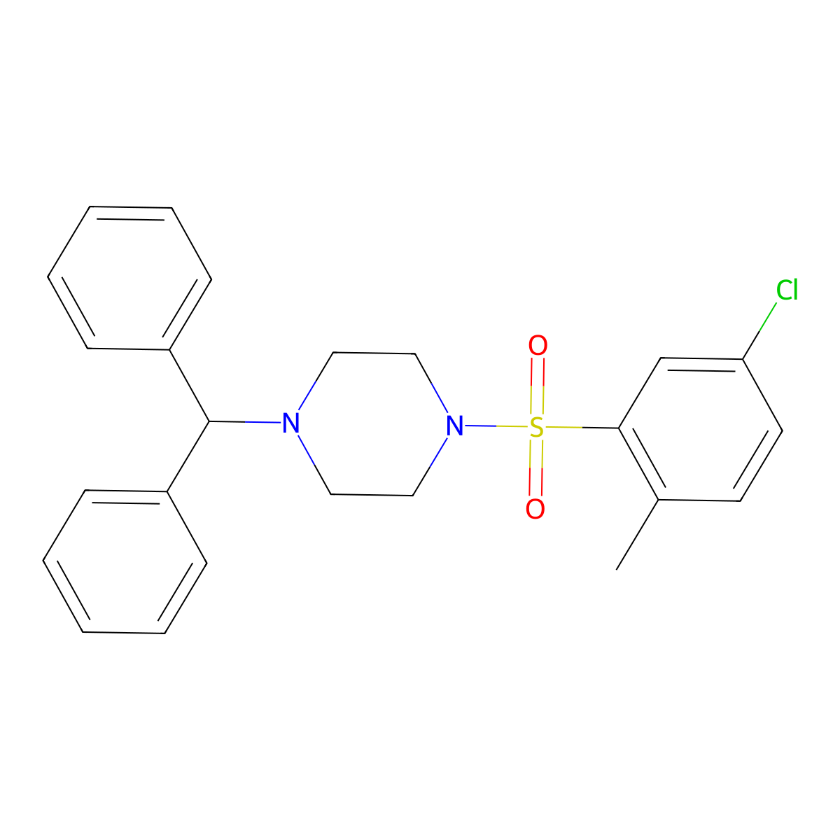 1-Benzhydryl-4-((5-chloro-2-methylphenyl)sulfonyl)piperazine molecular structure, CAS 325811-76-5
