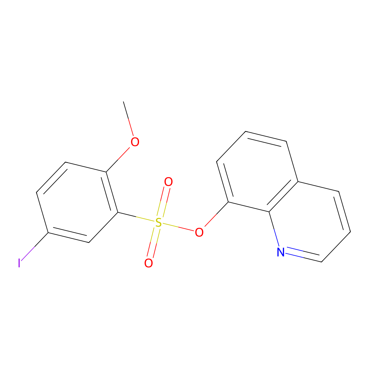Quinolin-8-yl 5-iodo-2-methoxybenzenesulfonate molecular structure, CAS 325811-85-6