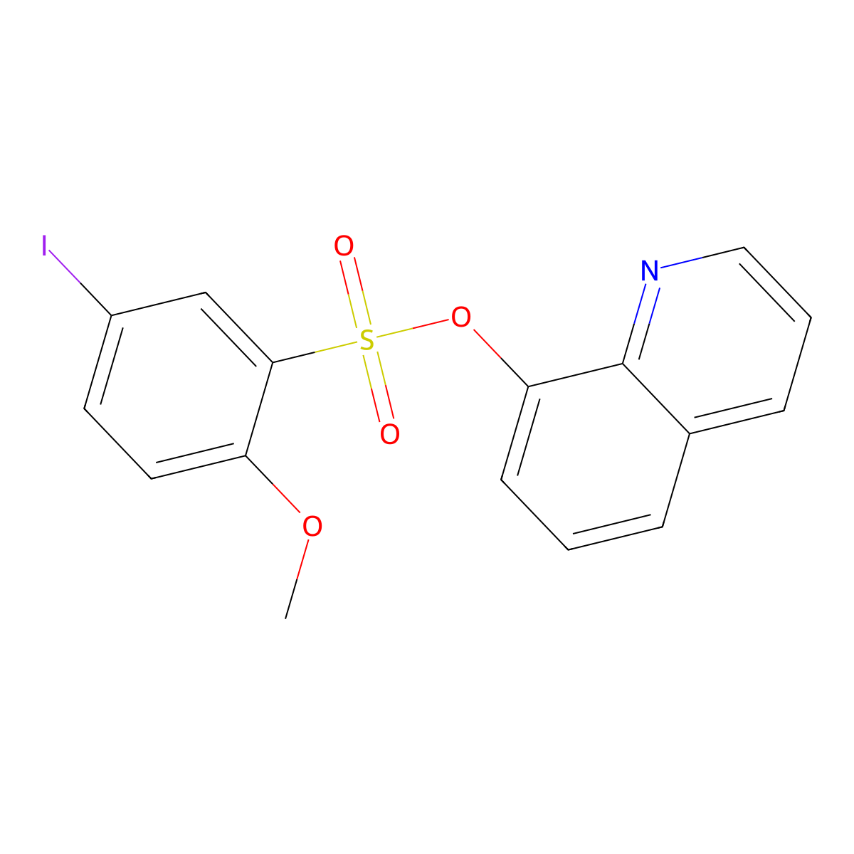Quinolin-8-yl 5-iodo-2-methoxybenzenesulfonate molecular structure, CAS 325811-85-6