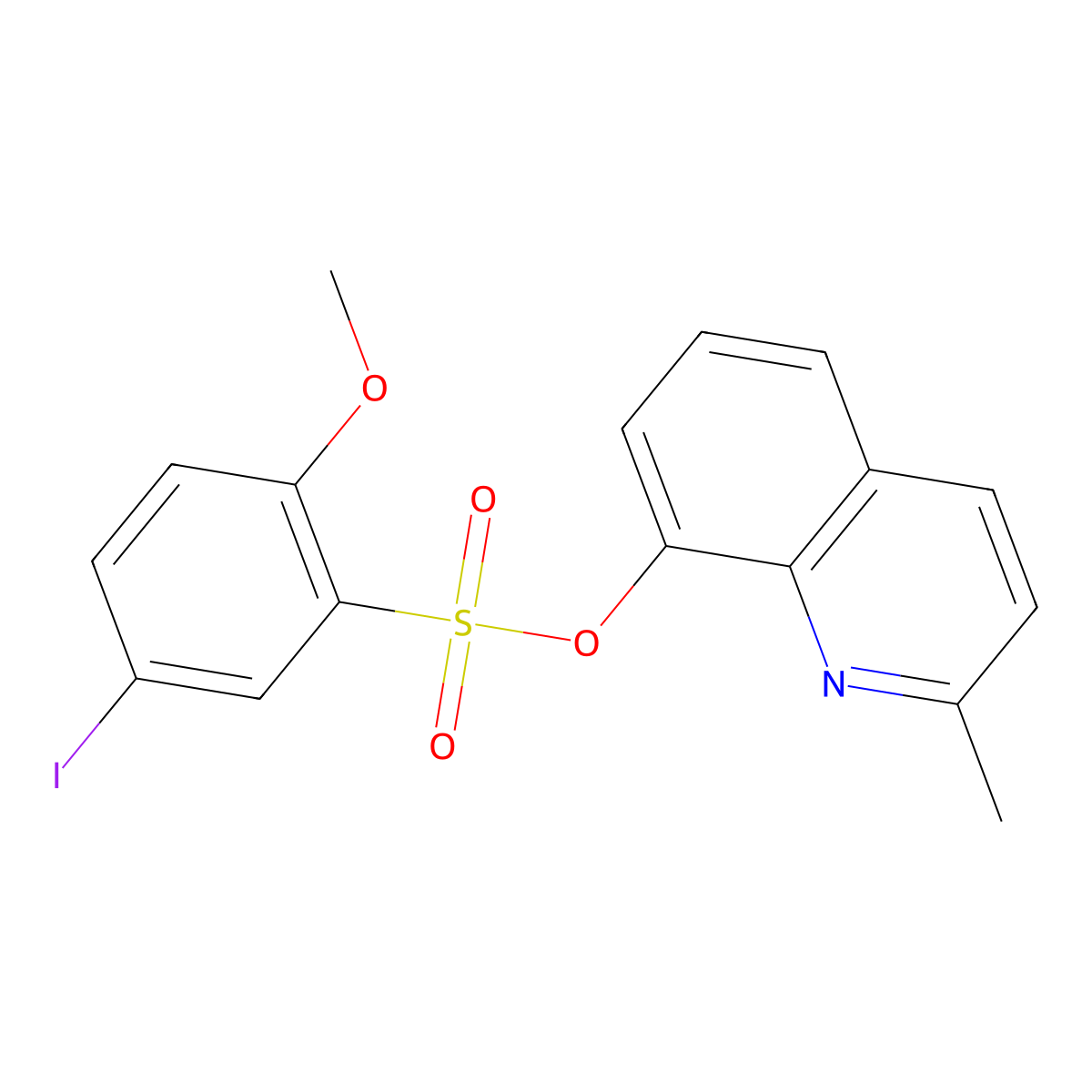 2-Methyl-8-quinolyl 5-iodo-2-methoxybenzenesulfonate molecular structure, CAS 325811-86-7