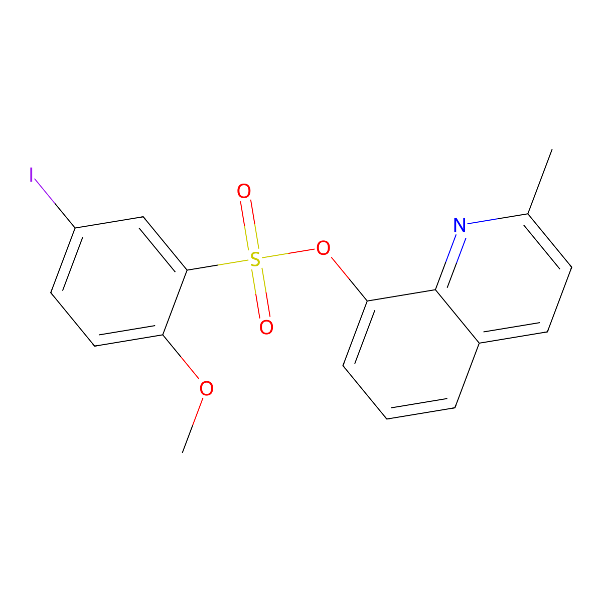 2-Methyl-8-quinolyl 5-iodo-2-methoxybenzenesulfonate molecular structure, CAS 325811-86-7