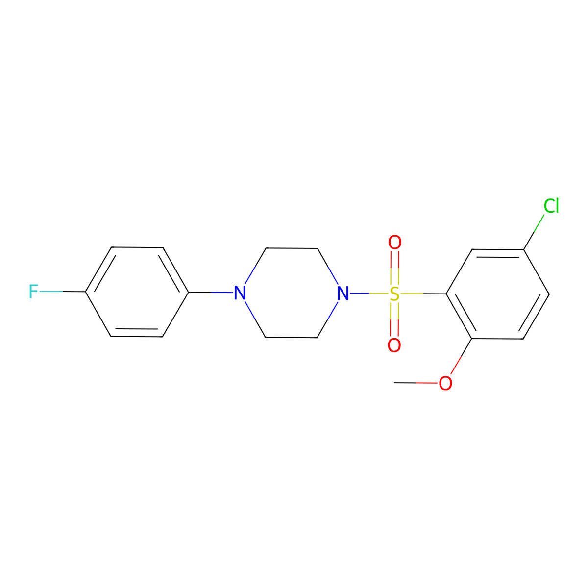 1-(5-Chloro-2-methoxyphenyl)sulfonyl-4-(4-fluorophenyl)piperazine molecular structure, CAS 325812-08-6