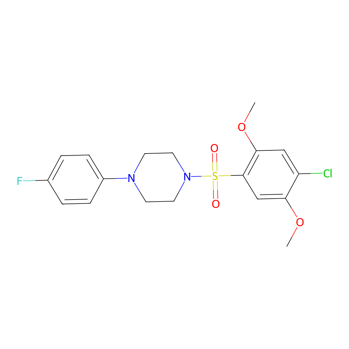 1-[(4-Chloro-2,5-dimethoxyphenyl)sulfonyl]-4-(4-fluorophenyl)piperazine molecular structure, CAS 325812-10-0