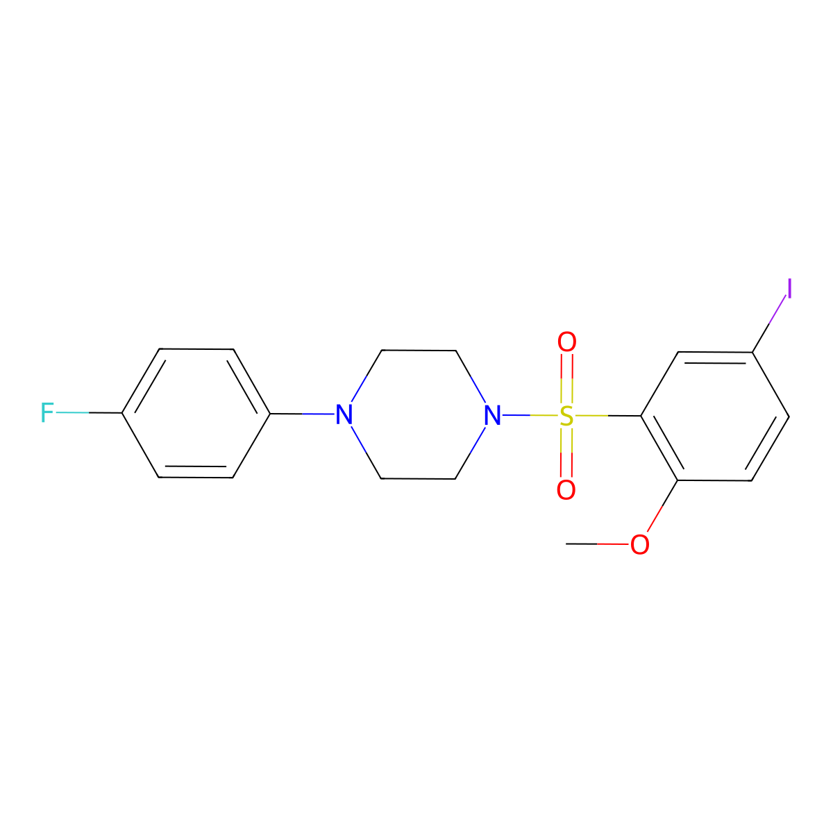 1-(4-Fluorophenyl)-4-[(5-iodo-2-methoxyphenyl)sulfonyl]piperazine molecular structure, CAS 325812-13-3