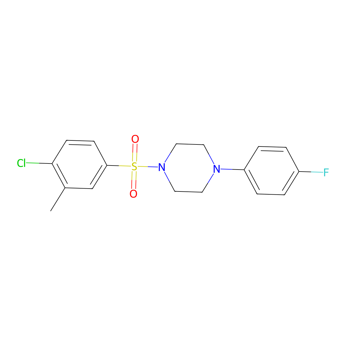 1-[(4-Chloro-3-methylphenyl)sulfonyl]-4-(4-fluorophenyl)piperazine molecular structure, CAS 325812-16-6