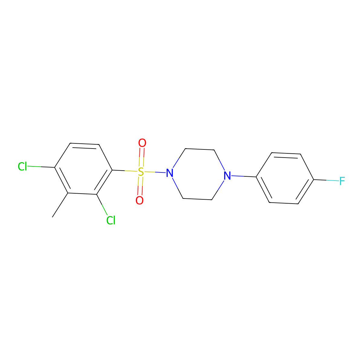 1-(2,4-Dichloro-3-methylbenzenesulfonyl)-4-(4-fluorophenyl)piperazine molecular structure, CAS 325812-17-7