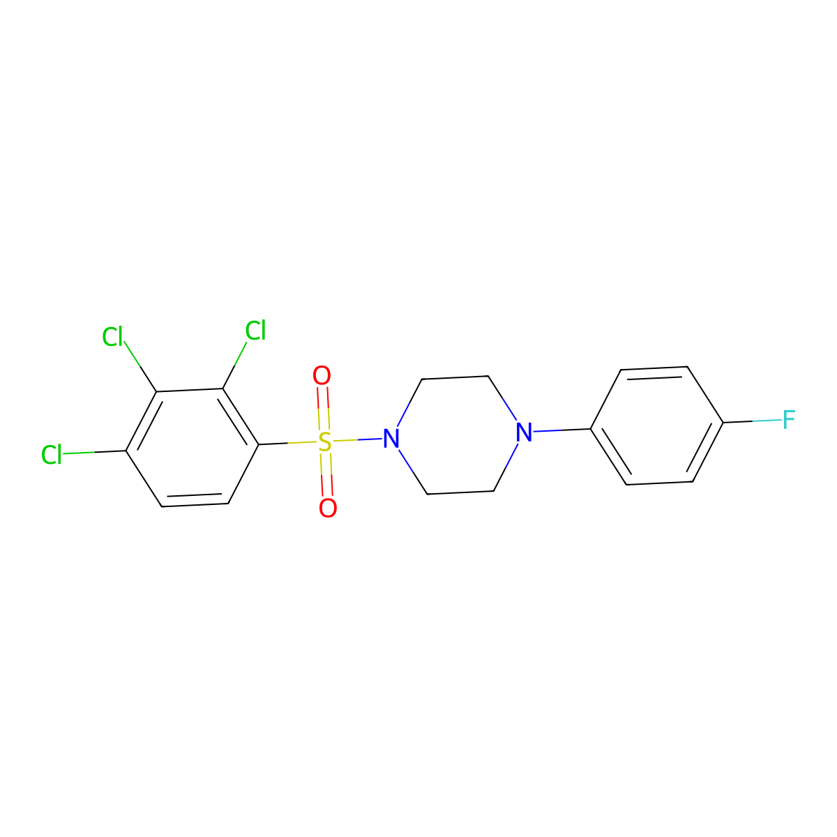 1-(4-Fluorophenyl)-4-(2,3,4-trichlorobenzenesulfonyl)piperazine molecular structure, CAS 325812-18-8