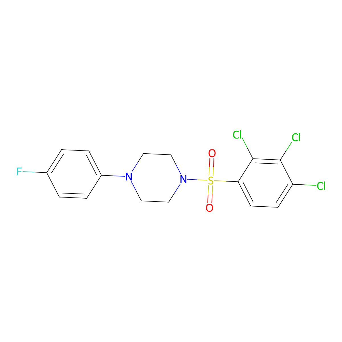 1-(4-Fluorophenyl)-4-(2,3,4-trichlorobenzenesulfonyl)piperazine molecular structure, CAS 325812-18-8