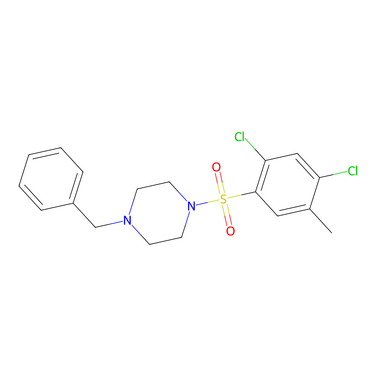 1-Benzyl-4-[(2,4-dichloro-5-methylphenyl)sulfonyl]piperazine molecular structure, CAS 325812-31-5