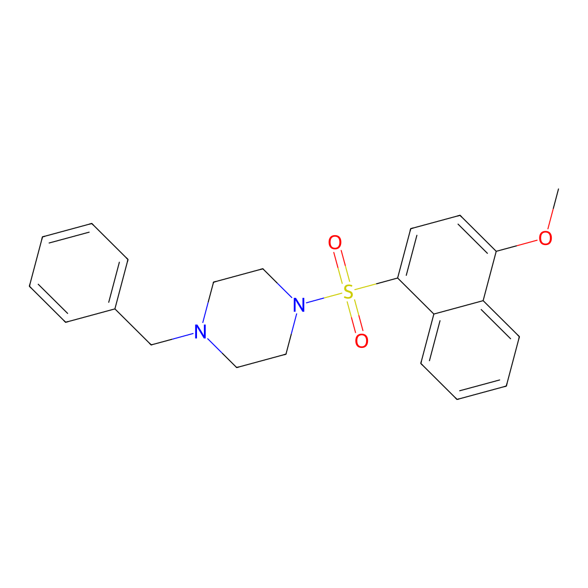 1-[(4-Methoxynaphthyl)sulfonyl]-4-benzylpiperazine molecular structure, CAS 325812-38-2