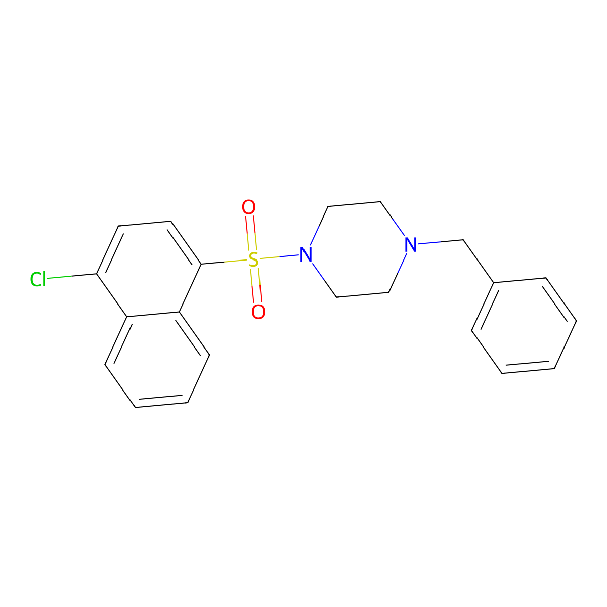 1-Benzyl-4-((4-chloronaphthalen-1-yl)sulfonyl)piperazine molecular structure, CAS 325812-56-4