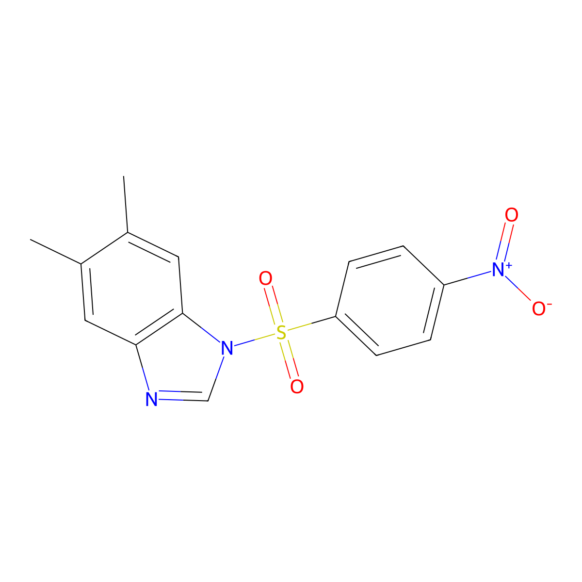 5,6-Dimethyl-1-(4-nitrophenyl)sulfonylbenzimidazole molecular structure, CAS 325812-60-0