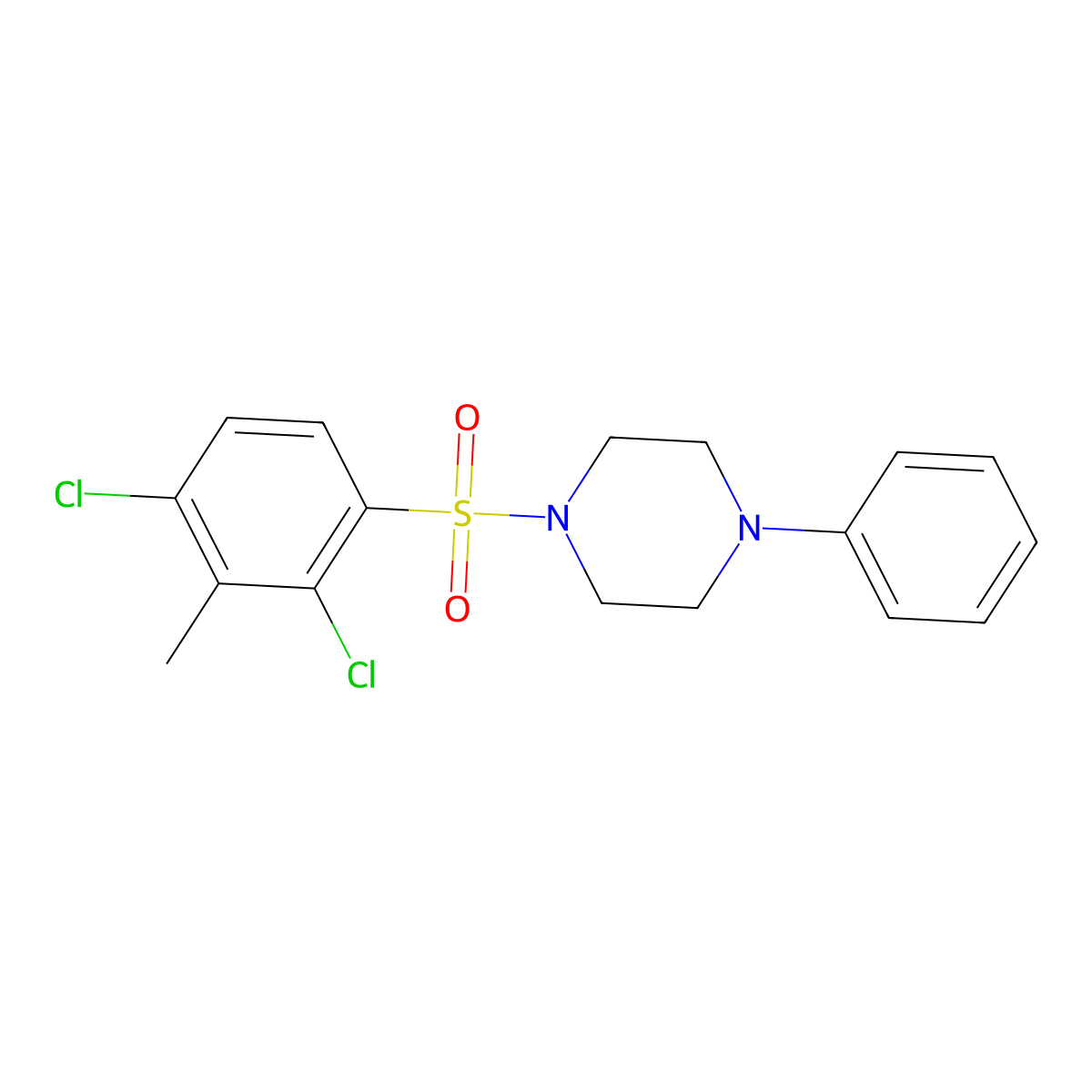 1-(2,4-Dichloro-3-methylbenzenesulfonyl)-4-phenylpiperazine molecular structure, CAS 325812-69-9