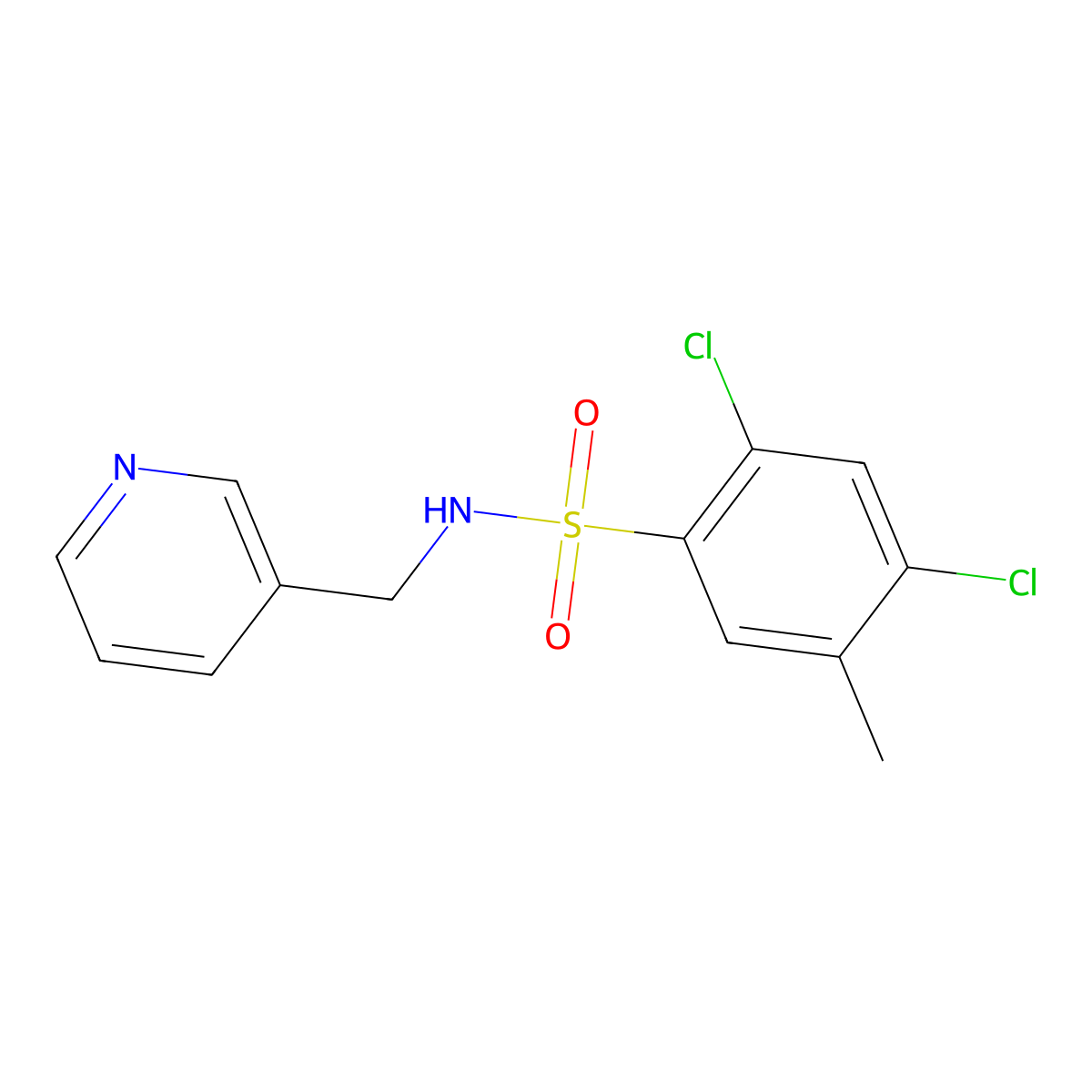 2,4-dichloro-5-methyl-N-(pyridin-3-ylmethyl)benzenesulfonamide molecular structure, CAS 325812-83-7