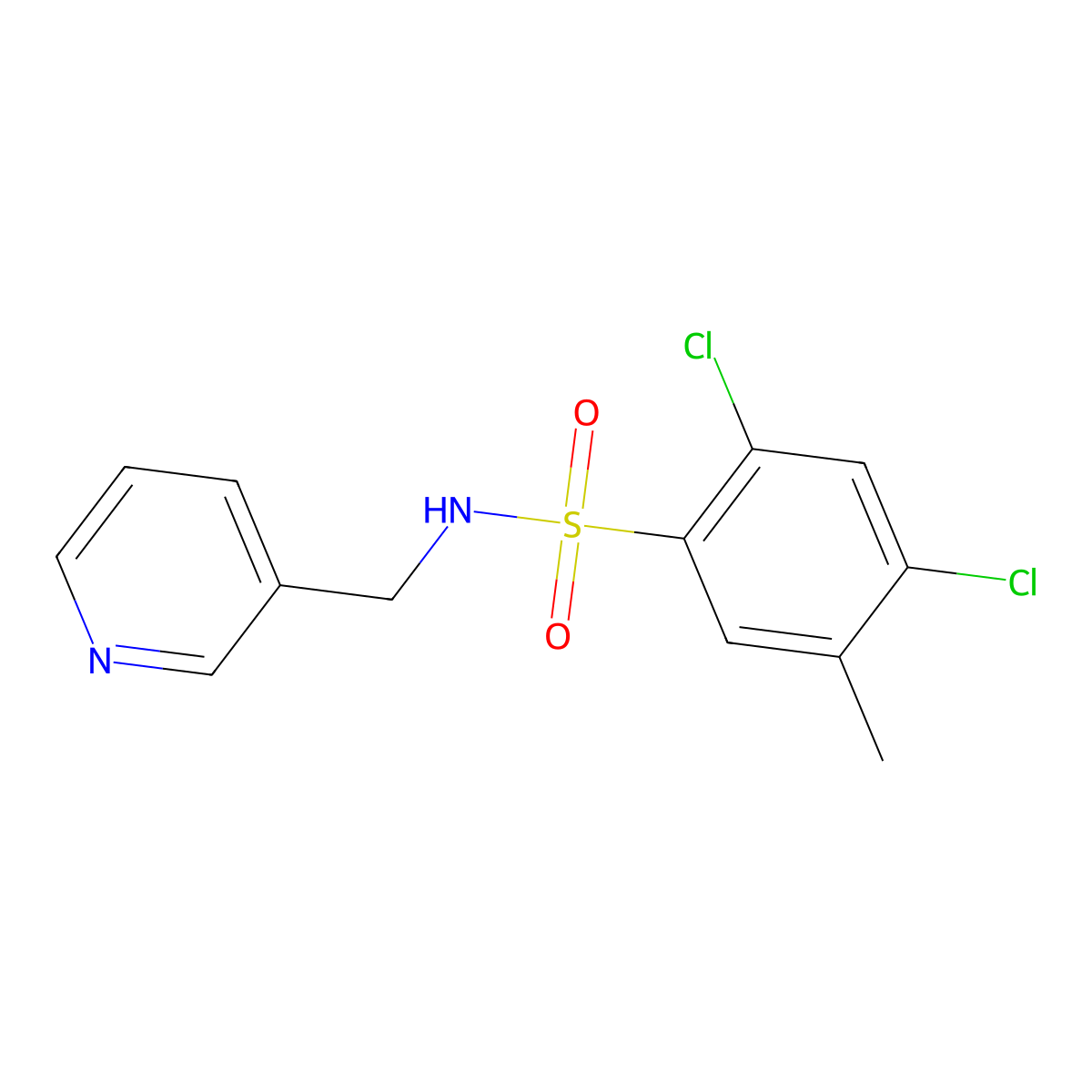 2,4-dichloro-5-methyl-N-(pyridin-3-ylmethyl)benzenesulfonamide molecular structure, CAS 325812-83-7