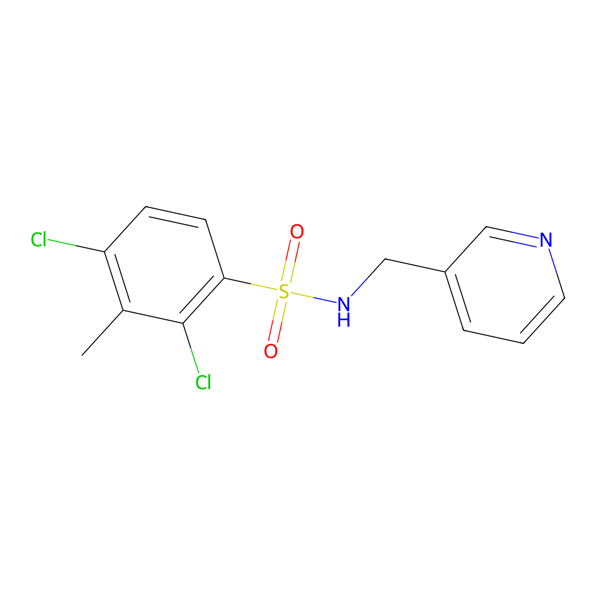 2,4-dichloro-3-methyl-N-(pyridin-3-ylmethyl)benzenesulfonamide molecular structure, CAS 325812-84-8