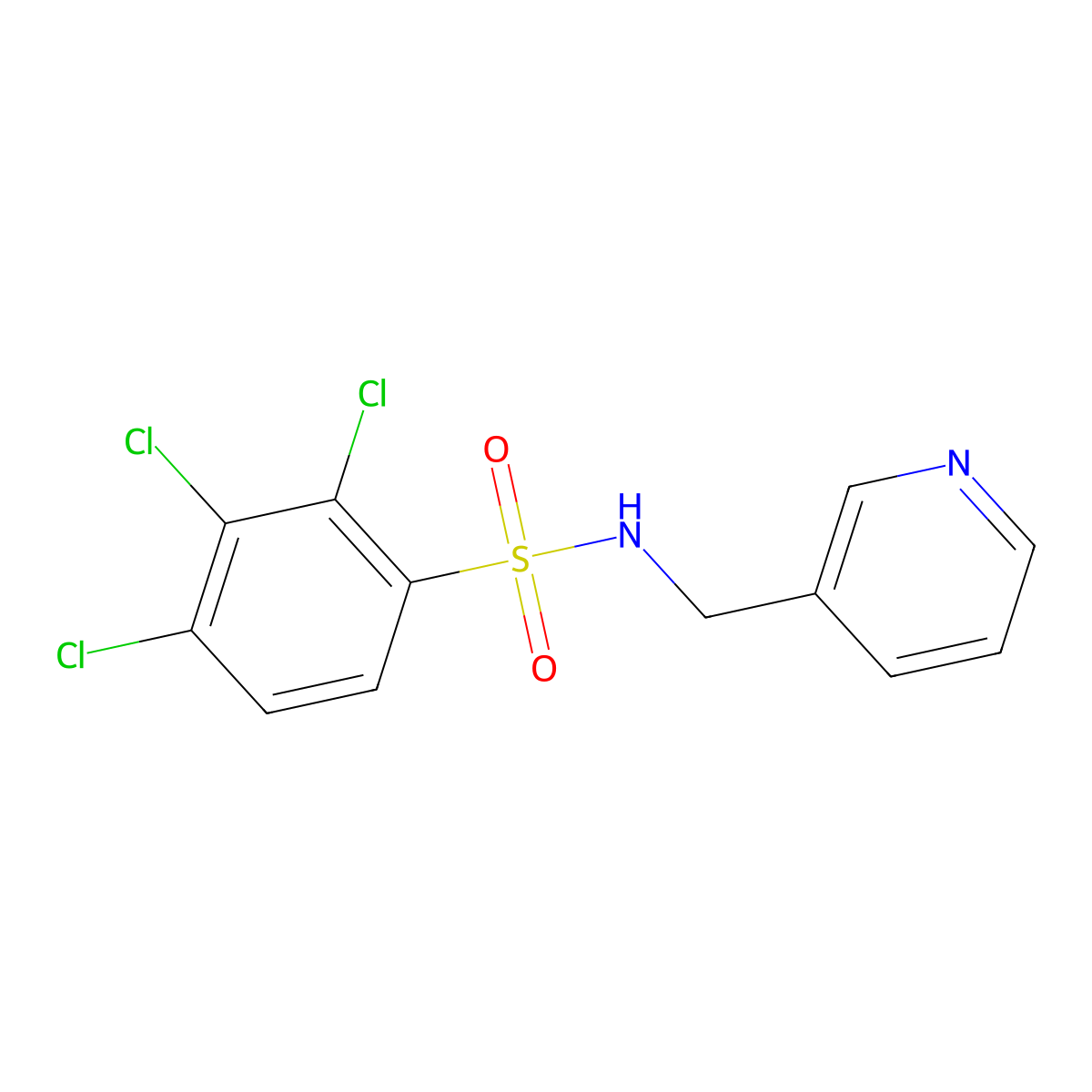 2,3,4-trichloro-N-(3-pyridinylmethyl)benzenesulfonamide molecular structure, CAS 325812-85-9
