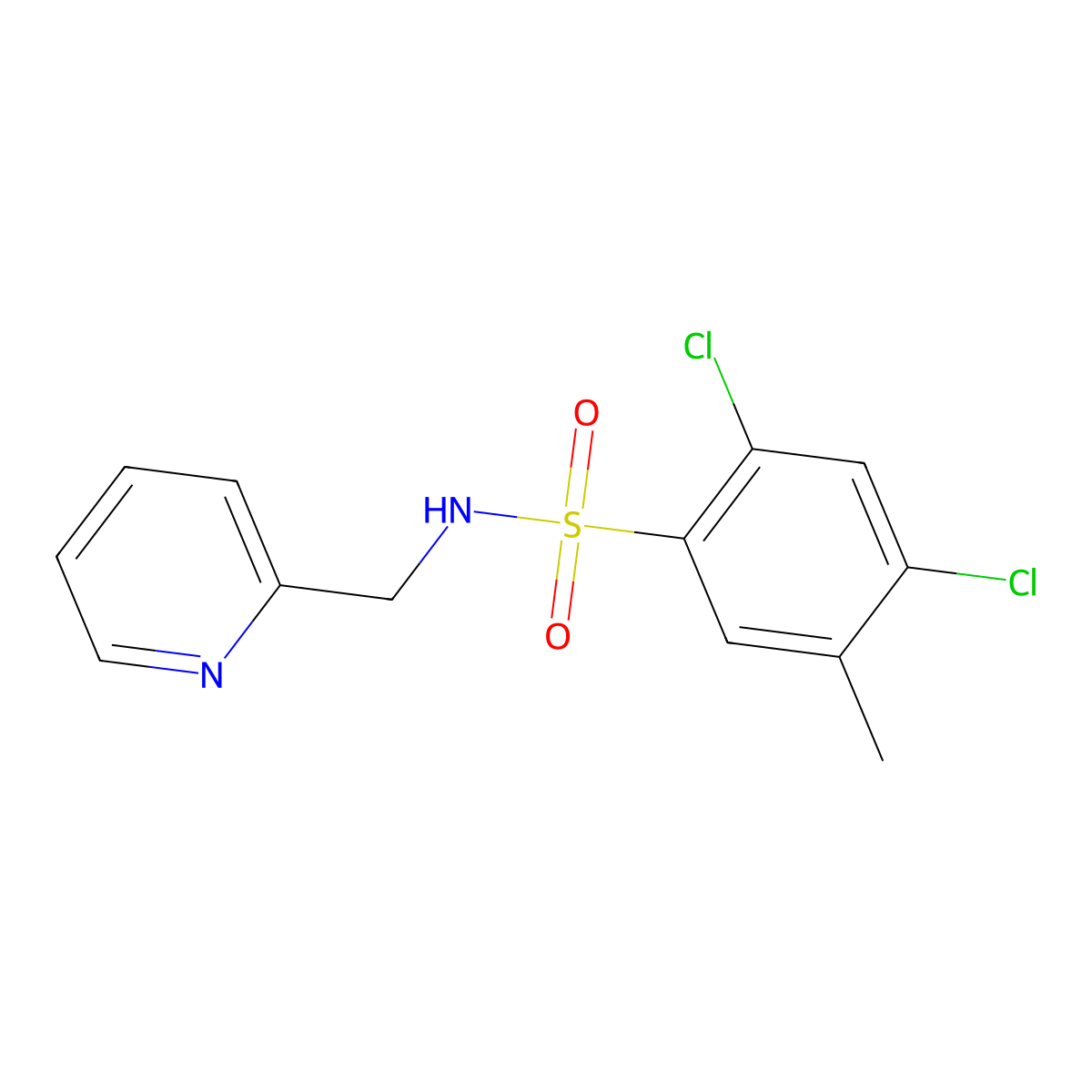 2,4-dichloro-5-methyl-N-(2-pyridinylmethyl)benzenesulfonamide molecular structure, CAS 325812-92-8