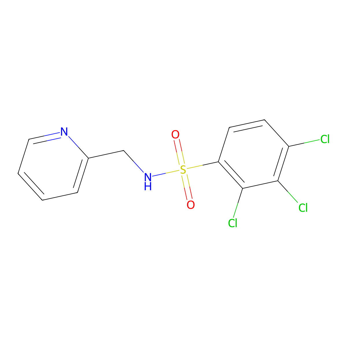 (2-Pyridylmethyl)[(2,3,4-trichlorophenyl)sulfonyl]amine molecular structure, CAS 325812-97-3