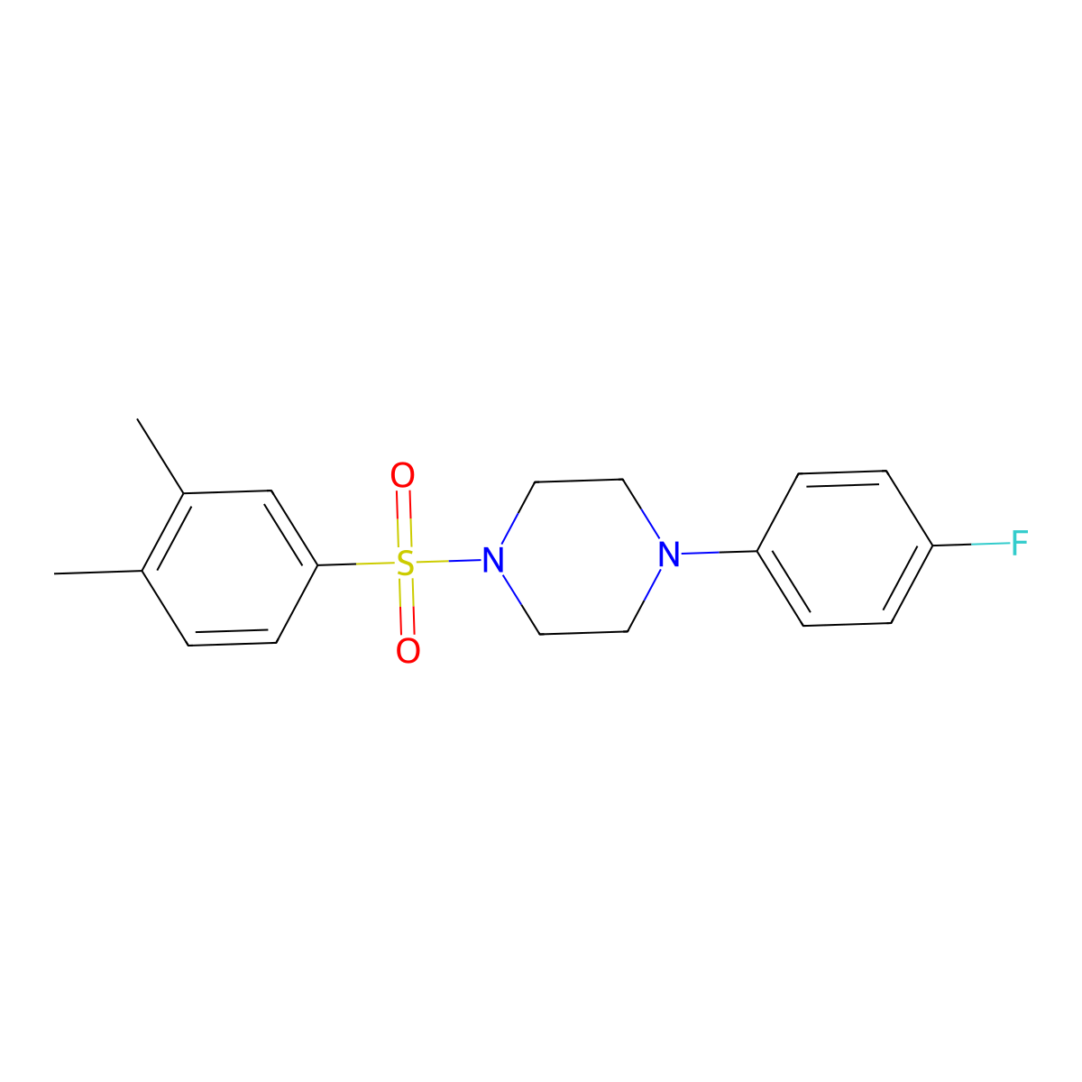 1-[(3,4-Dimethylphenyl)sulfonyl]-4-(4-fluorophenyl)piperazine molecular structure, CAS 325812-98-4