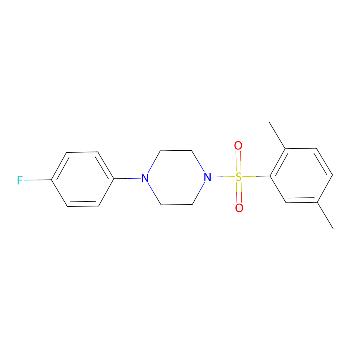 1-[(2,5-Dimethylphenyl)sulfonyl]-4-(4-fluorophenyl)piperazine molecular structure, CAS 325812-99-5