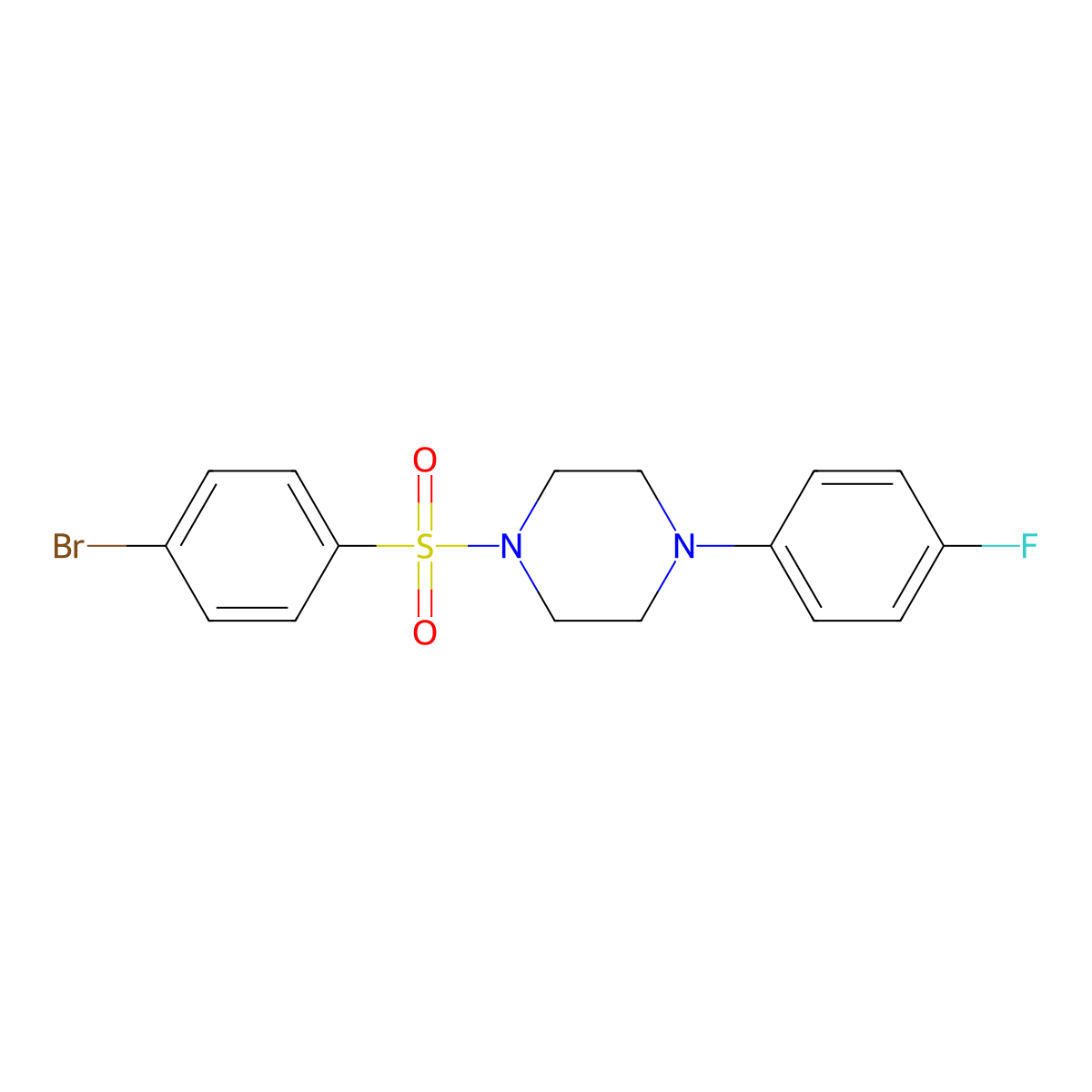 1-((4-Bromophenyl)sulfonyl)-4-(4-fluorophenyl)piperazine molecular structure, CAS 325813-01-2