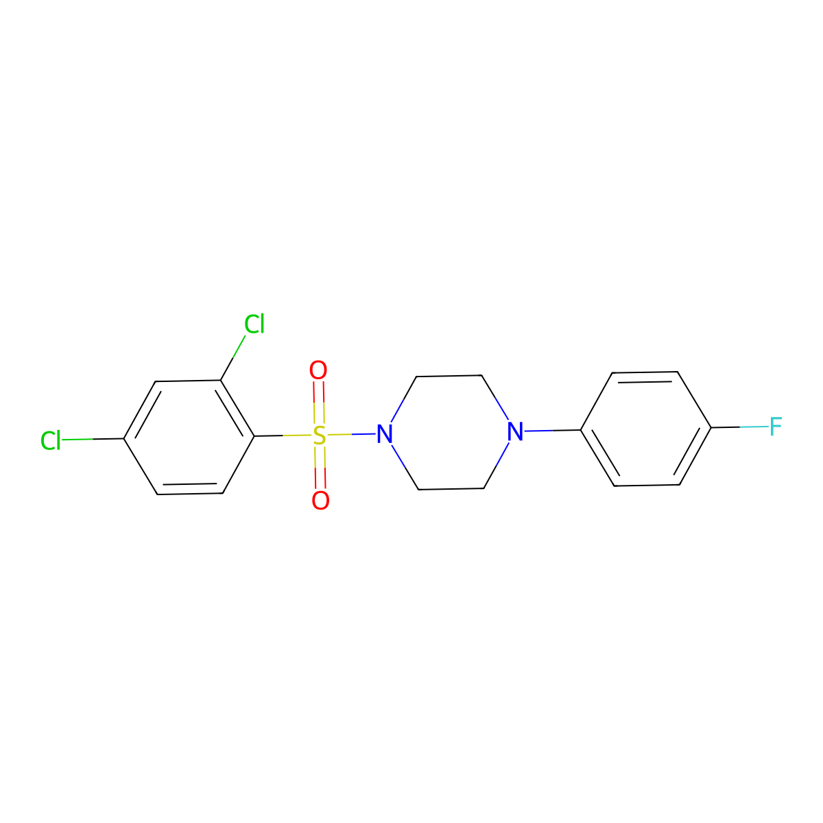 1-[(2,4-Dichlorophenyl)sulfonyl]-4-(4-fluorophenyl)piperazine molecular structure, CAS 325813-02-3