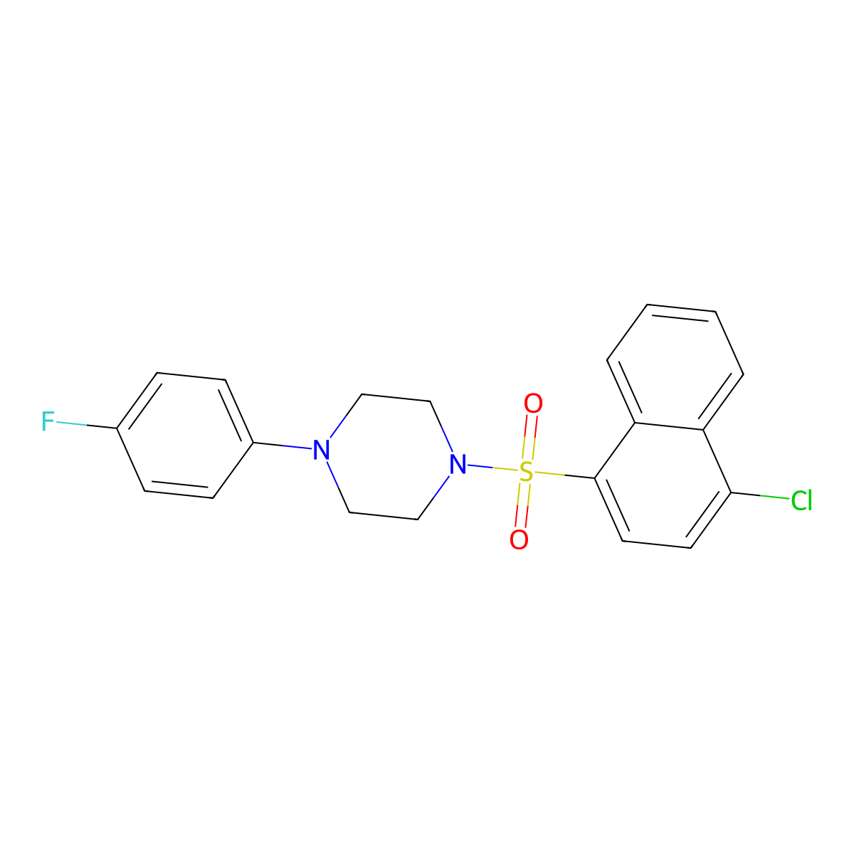 1-[(4-Chloronaphthalen-1-yl)sulfonyl]-4-(4-fluorophenyl)piperazine molecular structure, CAS 325813-05-6