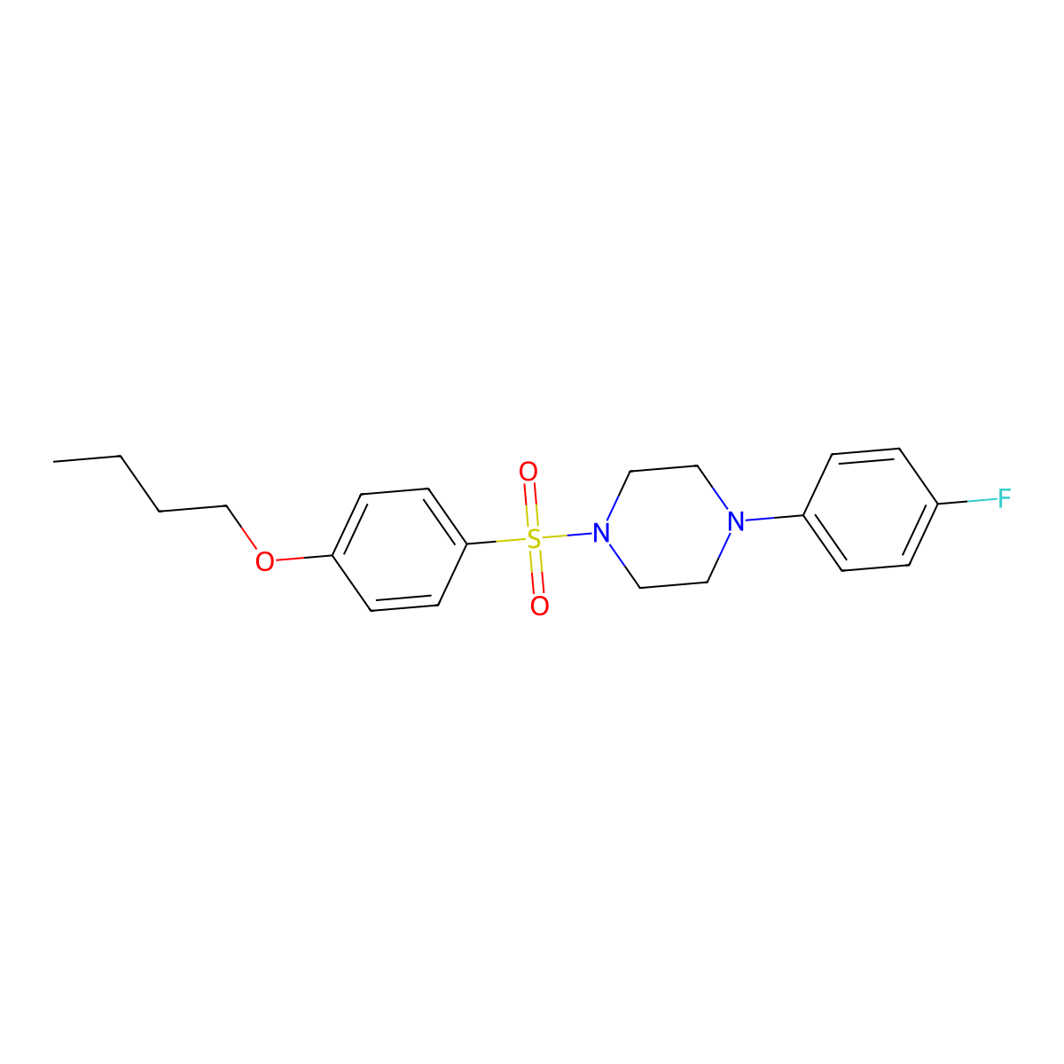 1-(4-Butoxyphenyl)sulfonyl-4-(4-fluorophenyl)piperazine molecular structure, CAS 325813-09-0