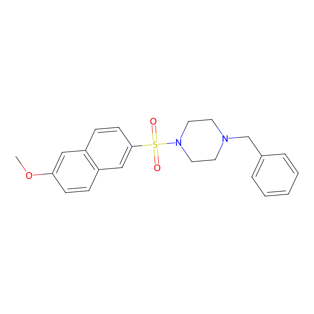 1-Benzyl-4-((6-methoxynaphthalen-2-yl)sulfonyl)piperazine molecular structure, CAS 325813-12-5