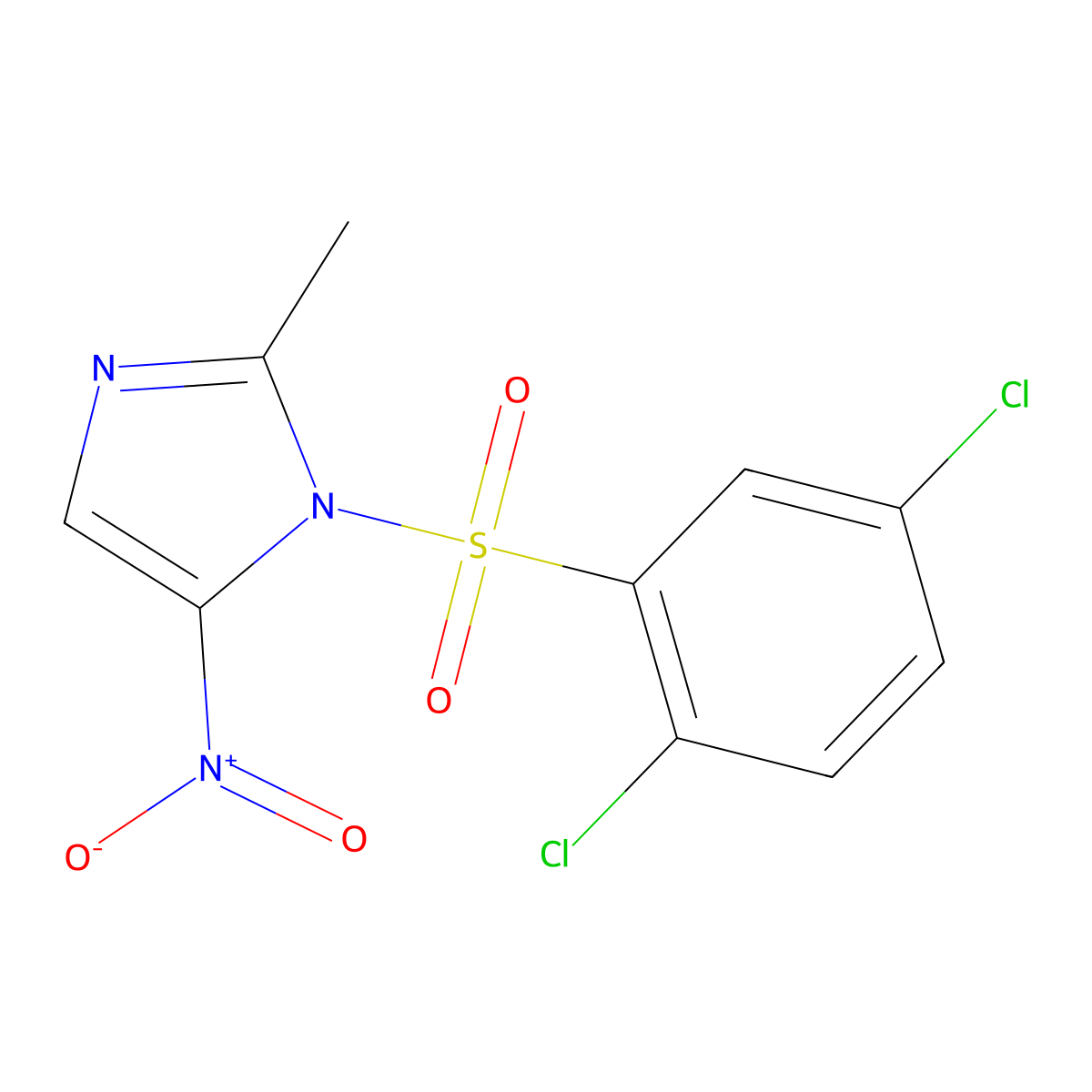 1-(2,5-Dichlorophenyl)sulfonyl-2-methyl-5-nitroimidazole molecular structure, CAS 325813-22-7