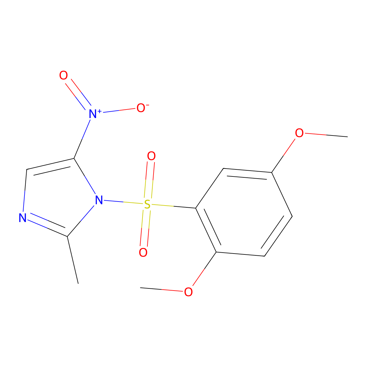 1-[(2,5-dimethoxyphenyl)sulfonyl]-2-methyl-5-nitro-1H-imidazole molecular structure, CAS 325813-27-2