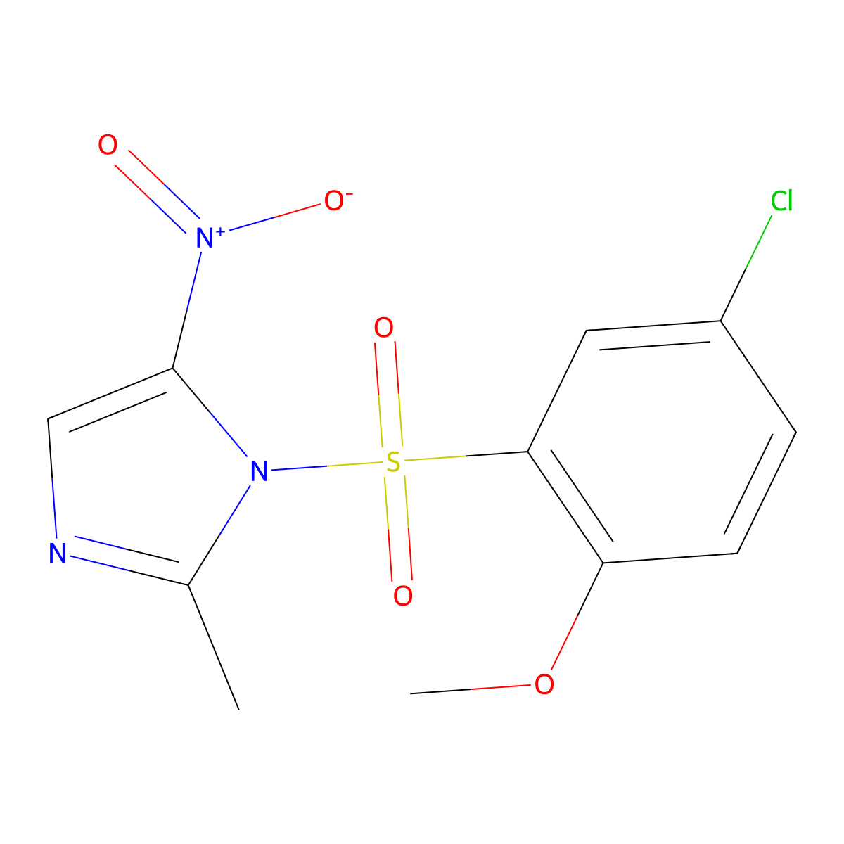1-(5-Chloro-2-methoxyphenyl)sulfonyl-2-methyl-5-nitroimidazole molecular structure, CAS 325813-30-7