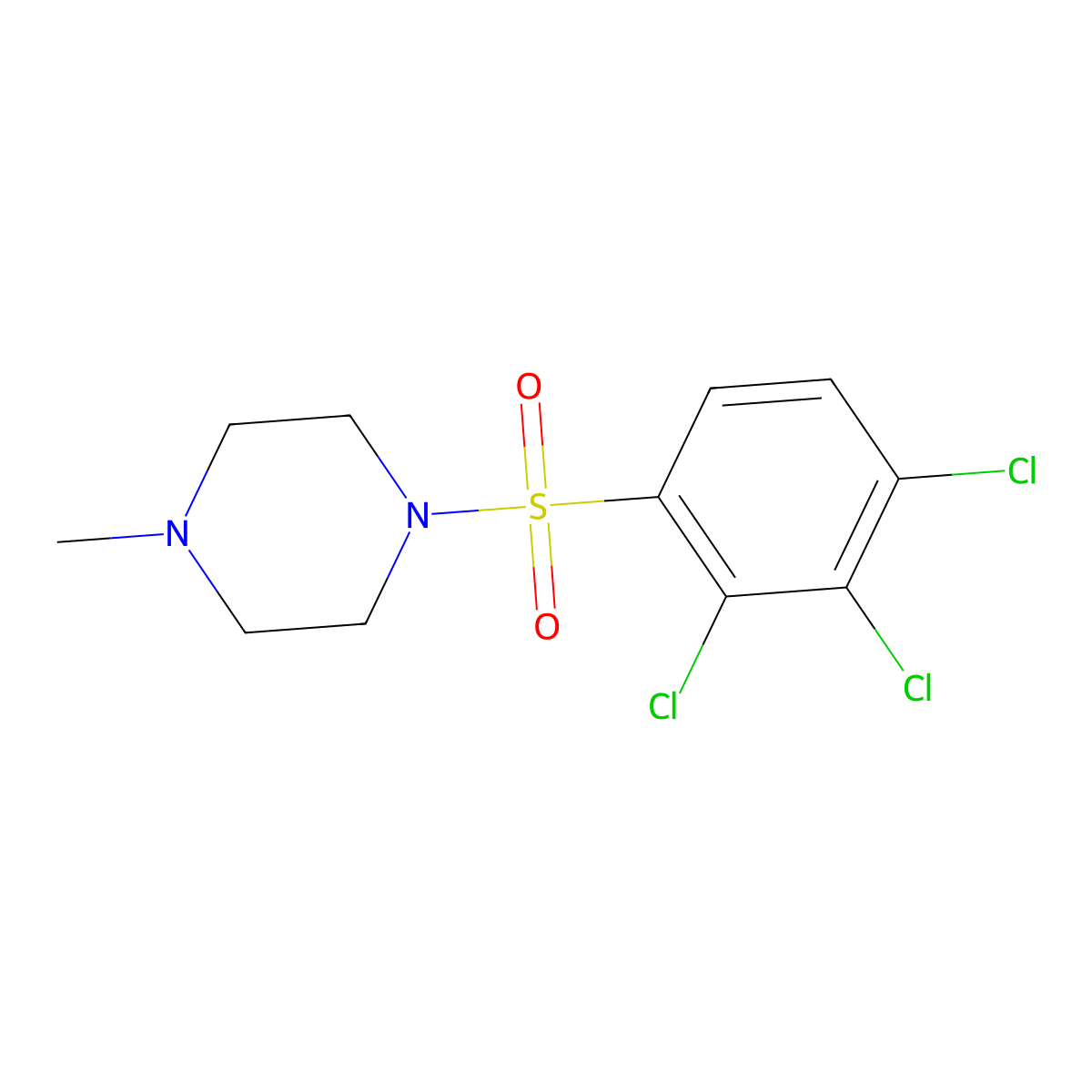 1-Methyl-4-[(2,3,4-trichlorophenyl)sulfonyl]piperazine molecular structure, CAS 325813-36-3