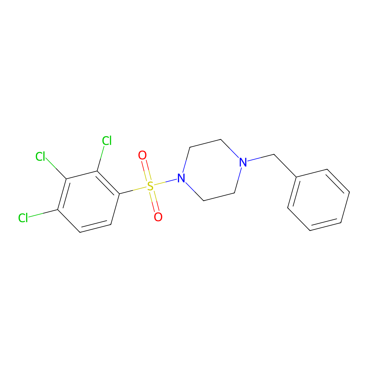 1-Benzyl-4-(2,3,4-trichlorobenzenesulfonyl)piperazine molecular structure, CAS 325813-37-4