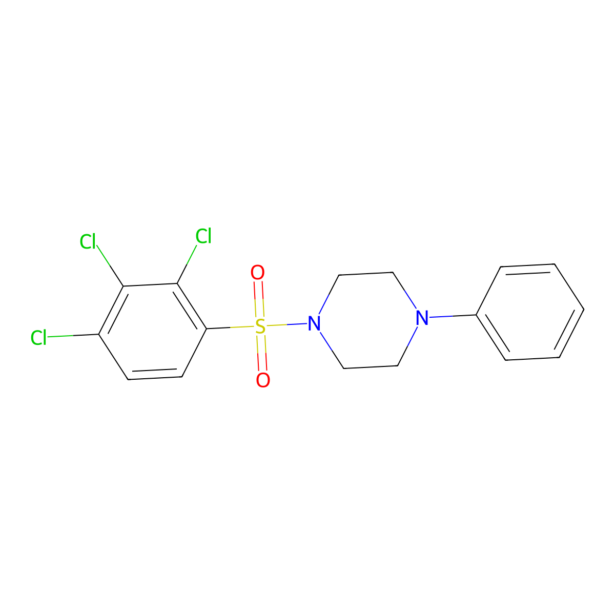 1-Phenyl-4-(2,3,4-trichlorobenzenesulfonyl)piperazine molecular structure, CAS 325813-38-5