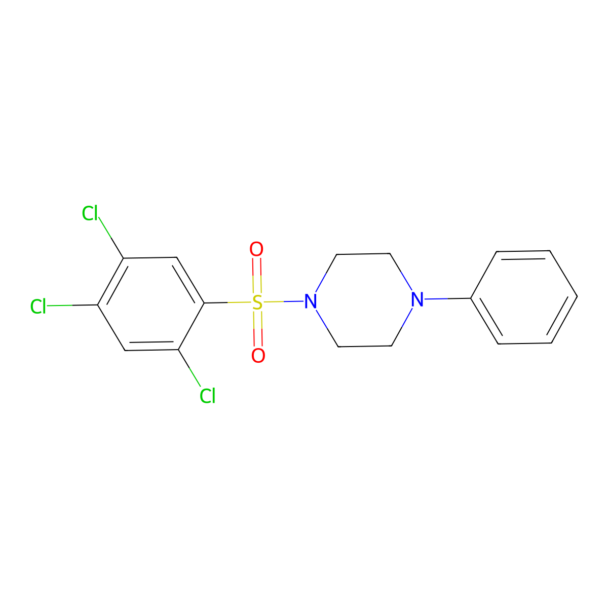 1-Phenyl-4-(2,4,5-trichlorobenzenesulfonyl)piperazine molecular structure, CAS 325813-75-0