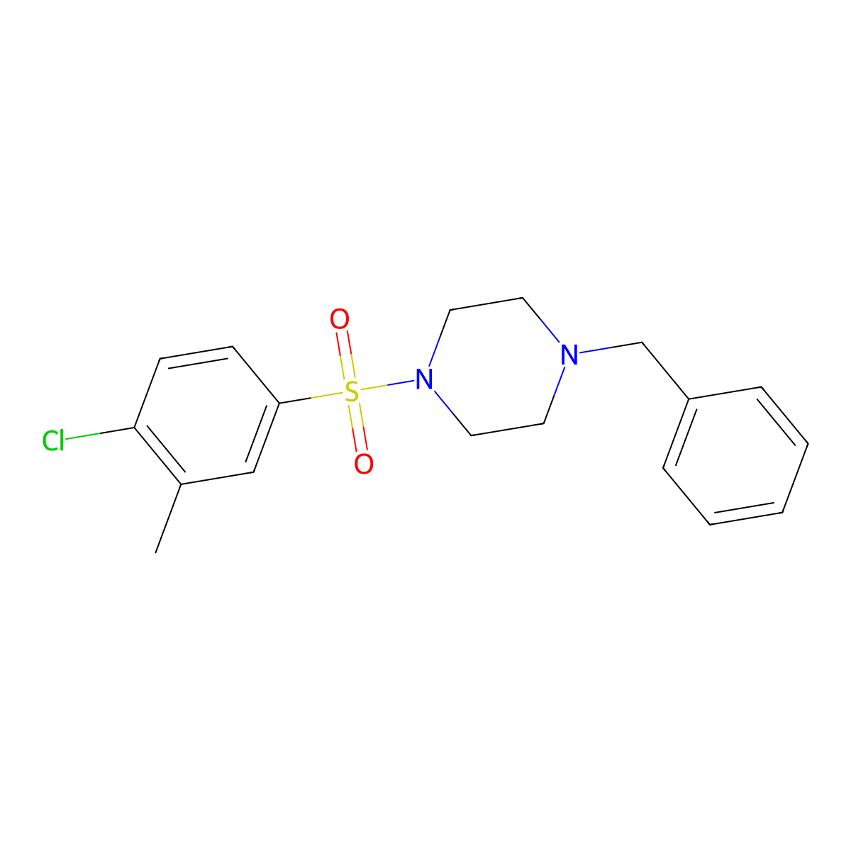 1-Benzyl-4-[(4-chloro-3-methylphenyl)sulfonyl]piperazine molecular structure, CAS 325813-88-5