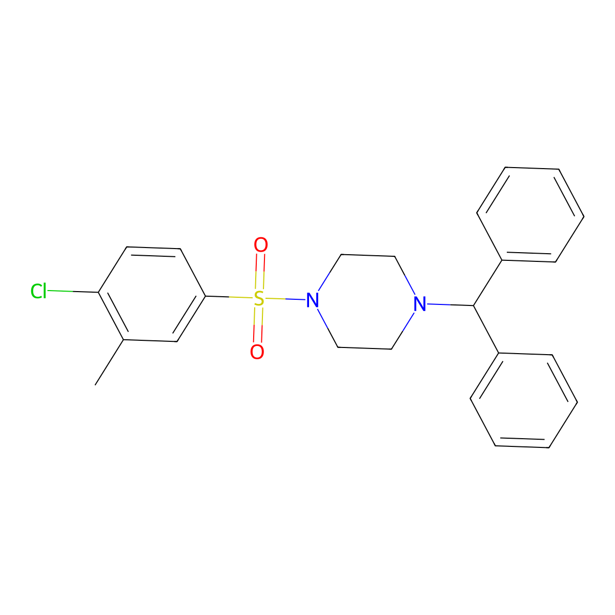 1-Benzhydryl-4-((4-chloro-3-methylphenyl)sulfonyl)piperazine molecular structure, CAS 325813-89-6