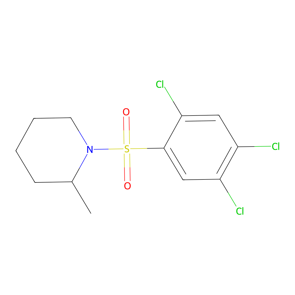 2-Methyl-1-[(2,4,5-trichlorophenyl)sulfonyl]piperidine molecular structure, CAS 325813-95-4