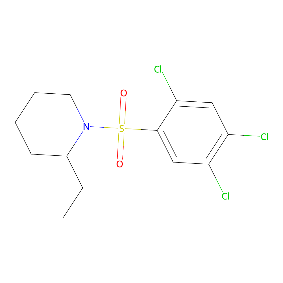 2-Ethyl-1-(2,4,5-trichlorobenzenesulfonyl)piperidine molecular structure, CAS 325813-96-5