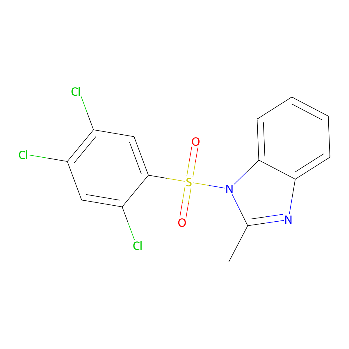 2-methyl-1-(2,4,5-trichlorobenzenesulfonyl)-1H-1,3-benzodiazole molecular structure, CAS 325814-00-4
