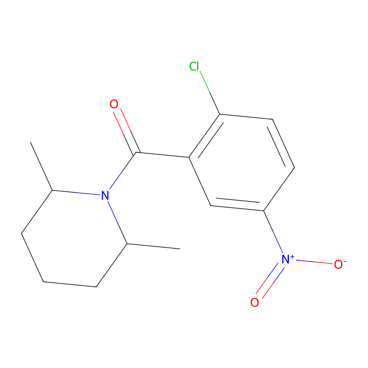 1-(2-Chloro-5-nitrobenzoyl)-2,6-dimethylpiperidine molecular structure, CAS 325814-12-8