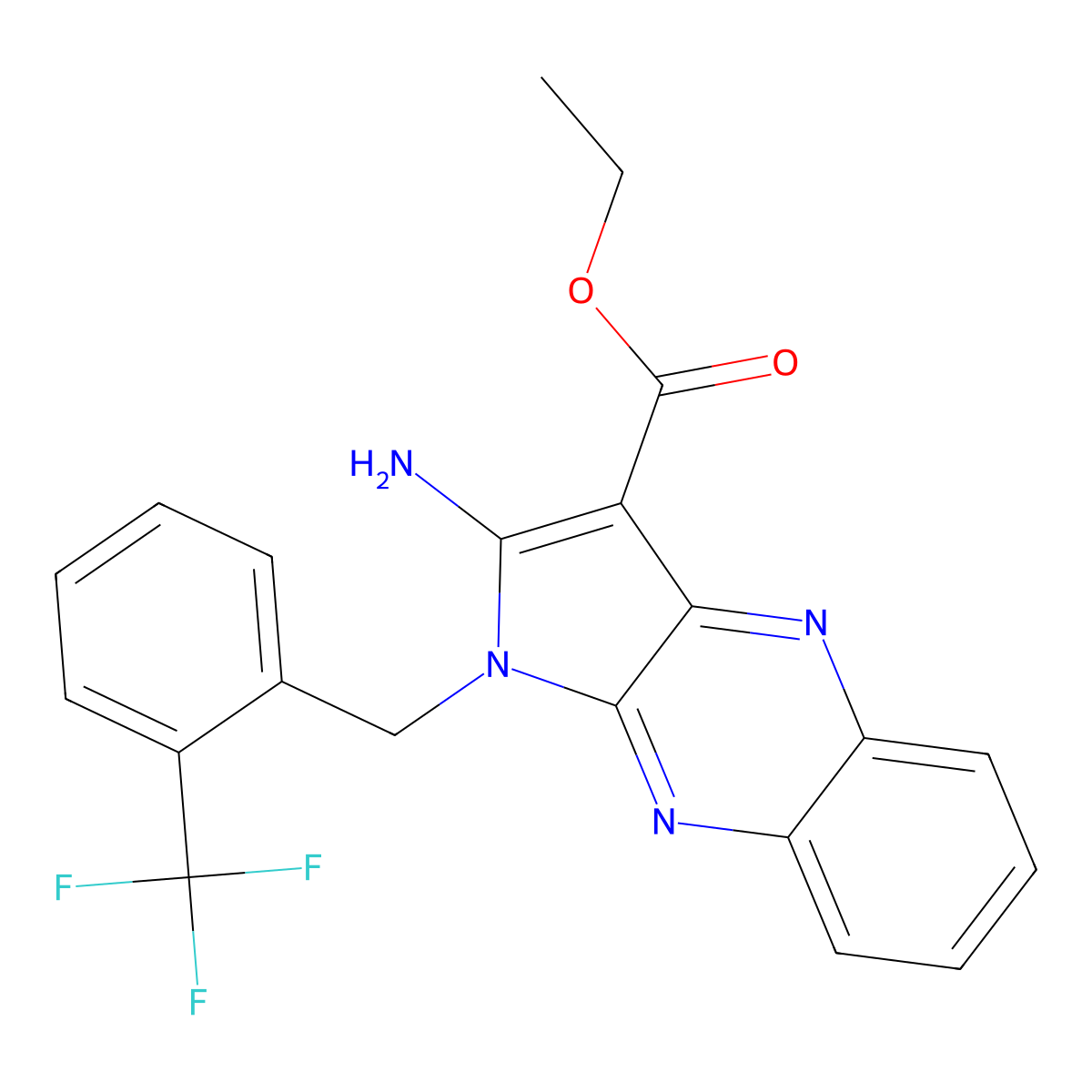 ethyl 2-amino-1-(2-(trifluoromethyl)benzyl)-1H-pyrrolo[2,3-b]quinoxaline-3-carboxylate molecular structure, CAS 325815-66-5