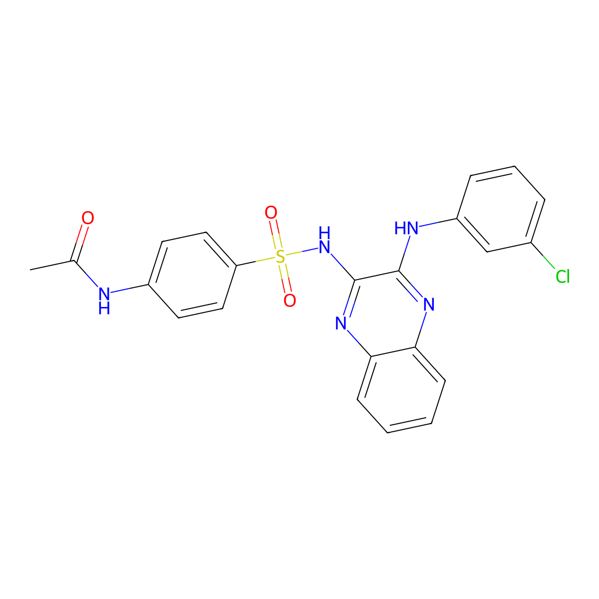 N-[4-({3-[(3-chlorophenyl)amino]quinoxalin-2-yl}sulfamoyl)phenyl]acetamide molecular structure, CAS 325815-70-1