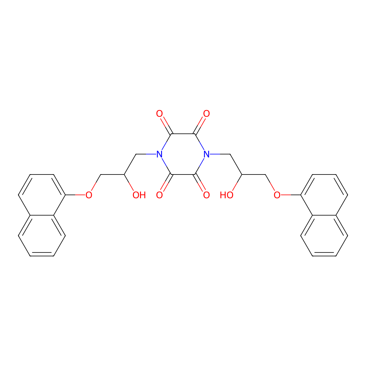 1,4-Bis(2-hydroxy-3-naphthalen-1-yloxypropyl)piperazine-2,3,5,6-tetrone molecular structure, CAS 325816-24-8