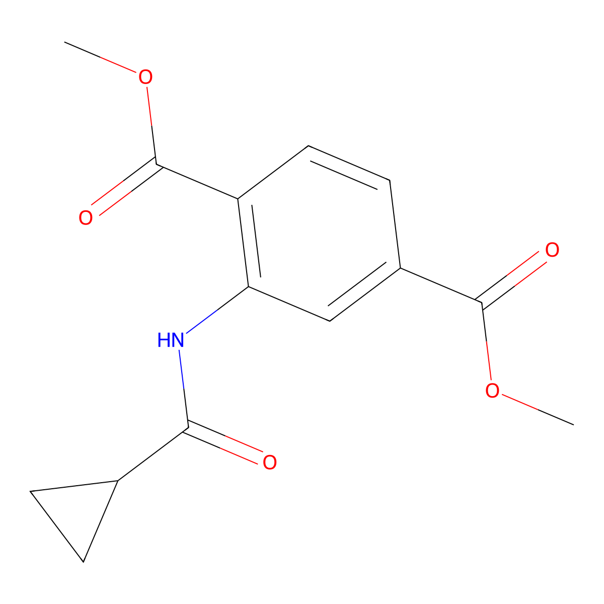 Dimethyl 2-[(cyclopropylcarbonyl)amino]terephthalate molecular structure, CAS 325816-53-3