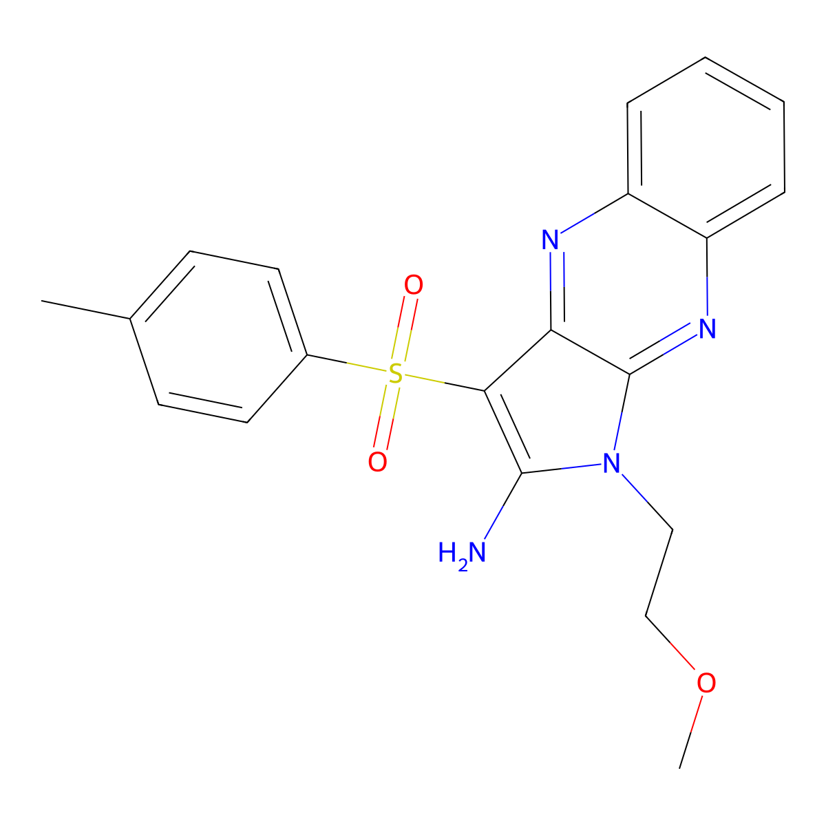 1-(2-methoxyethyl)-3-tosyl-1H-pyrrolo[2,3-b]quinoxalin-2-amine molecular structure, CAS 325817-06-9