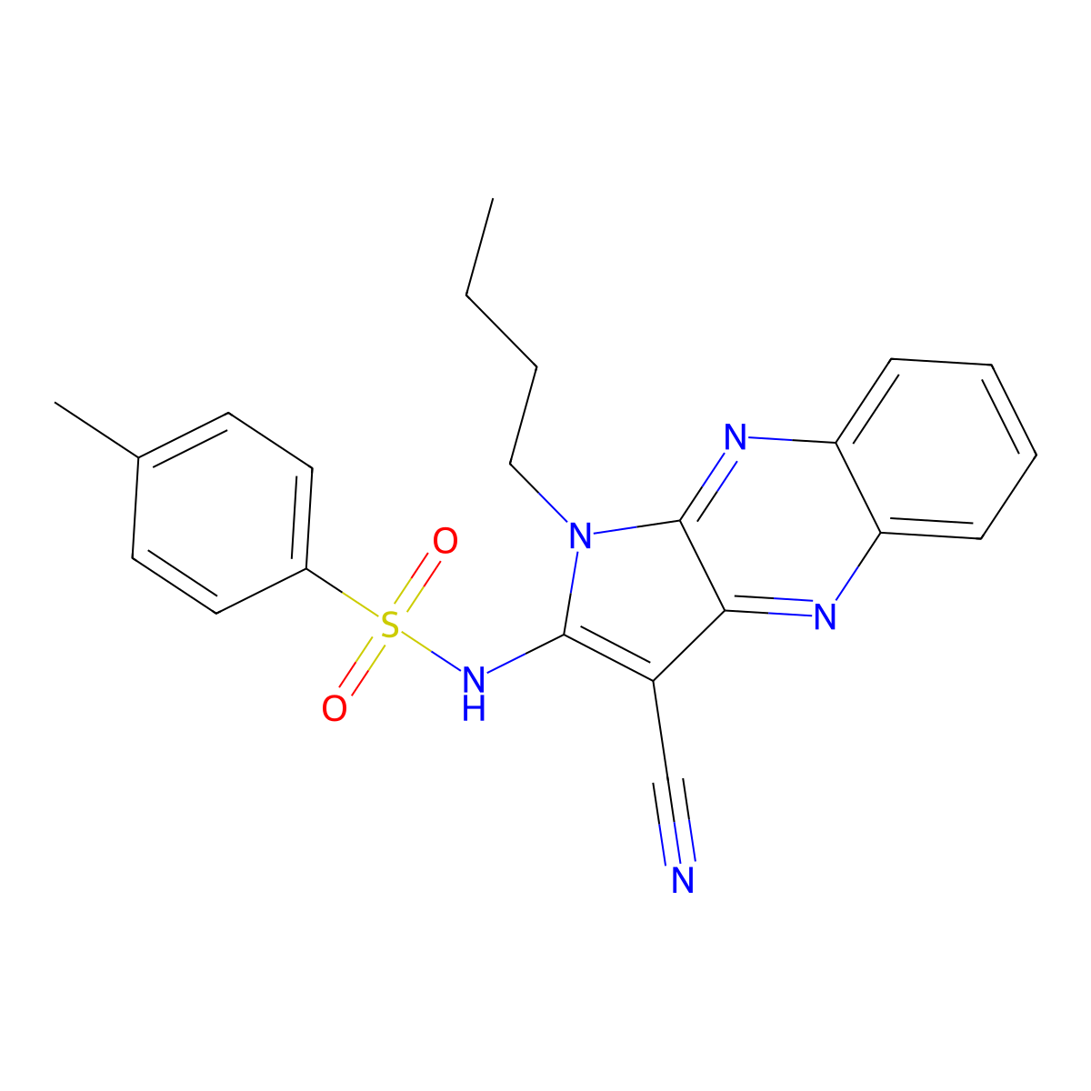 N-(1-butyl-3-cyano-1H-pyrrolo[2,3-b]quinoxalin-2-yl)-4-methylbenzenesulfonamide molecular structure, CAS 325817-27-4